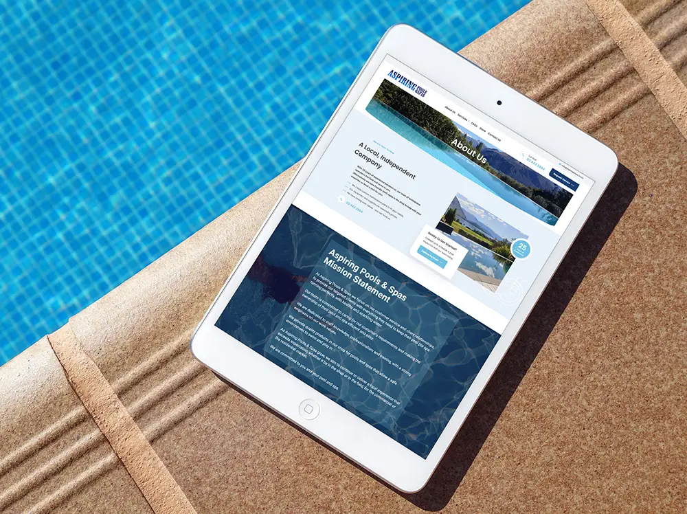 Aspiring Pools & Spas reponsive website